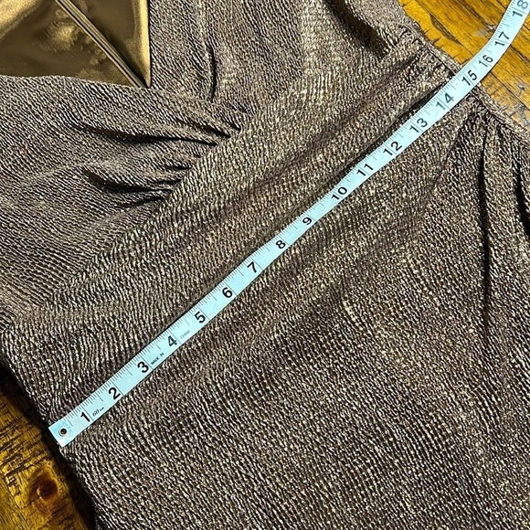 Lauren Ralph Lauren Gold Bronze Shimmer  Brown dress knee modest - Picture 11 of 15